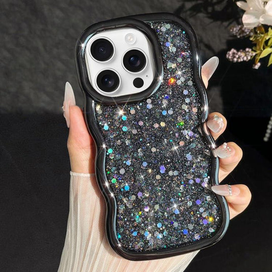 Wave Glitter Sequined Electroplated Phone Case, For iPhone 16 Pro, For iPhone 16 Plus, For iPhone 16