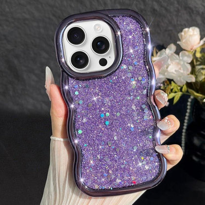 Wave Glitter Sequined Electroplated Phone Case, For iPhone 16 Pro, For iPhone 16 Plus, For iPhone 16
