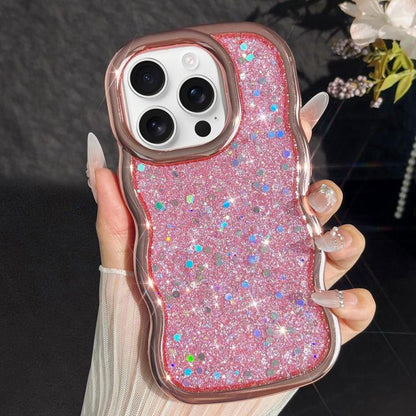 Wave Glitter Sequined Electroplated Phone Case, For iPhone 16 Pro, For iPhone 16 Plus, For iPhone 16