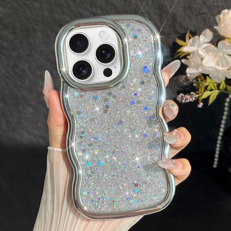 Wave Glitter Sequined Electroplated Phone Case, For iPhone 16 Pro, For iPhone 16 Plus, For iPhone 16
