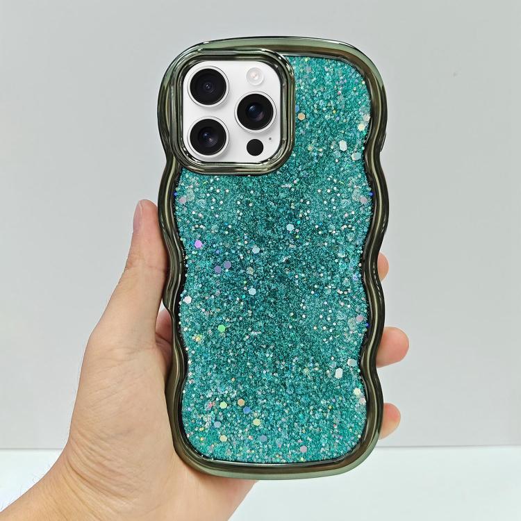 Wave Glitter Sequined Electroplated Phone Case, For iPhone 16 Pro, For iPhone 16 Plus, For iPhone 16