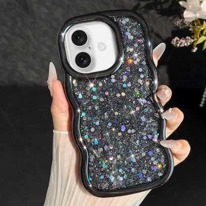 Wave Glitter Sequined Electroplated Phone Case, For iPhone 16 Pro, For iPhone 16 Plus, For iPhone 16