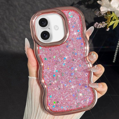 Wave Glitter Sequined Electroplated Phone Case, For iPhone 16 Pro, For iPhone 16 Plus, For iPhone 16