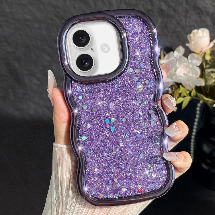 Wave Glitter Sequined Electroplated Phone Case, For iPhone 16 Pro, For iPhone 16 Plus, For iPhone 16