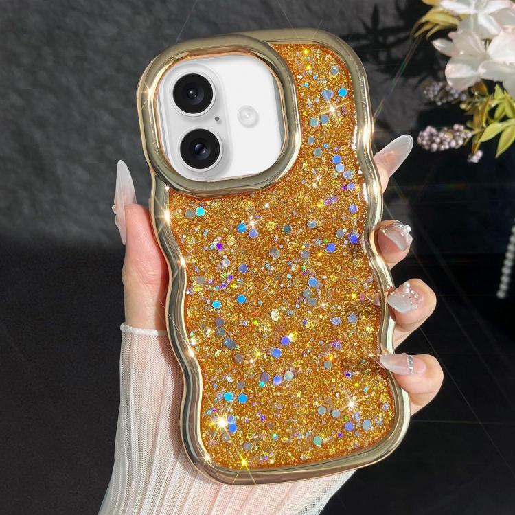 Wave Glitter Sequined Electroplated Phone Case, For iPhone 16 Pro, For iPhone 16 Plus, For iPhone 16