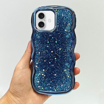 Wave Glitter Sequined Electroplated Phone Case, For iPhone 16 Pro, For iPhone 16 Plus, For iPhone 16