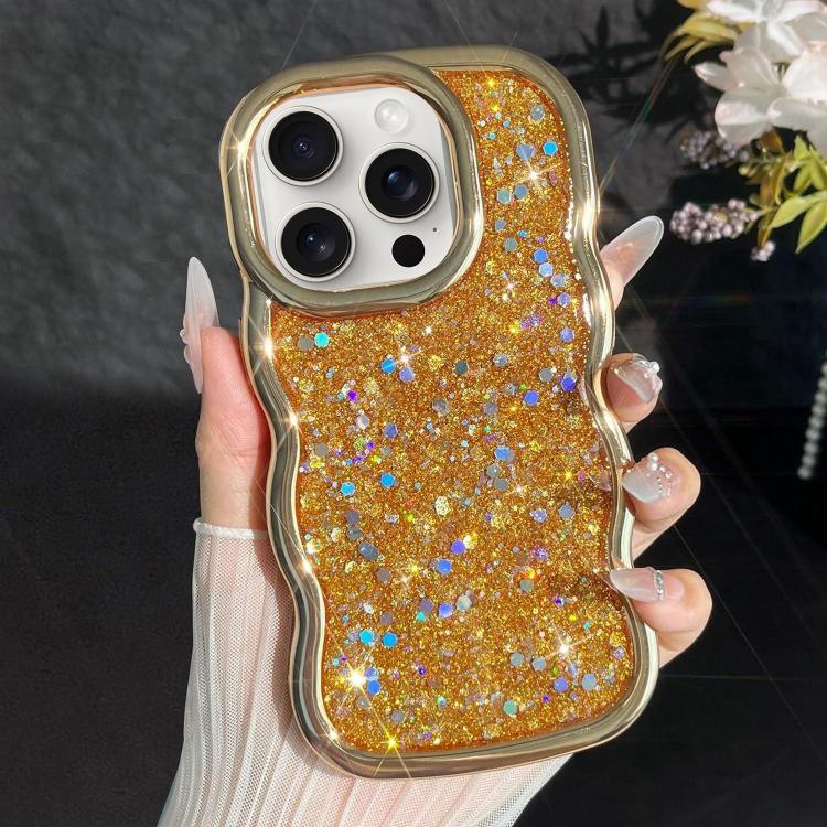 Wave Glitter Sequined Electroplated Phone Case, For iPhone 15 Pro Max, For iPhone 15 Pro, For iPhone 15 Plus