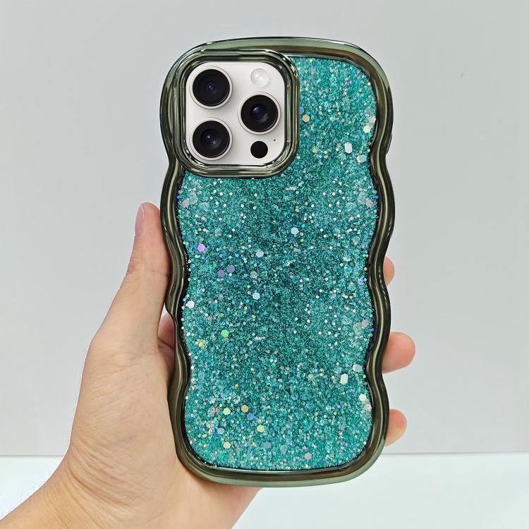 Wave Glitter Sequined Electroplated Phone Case, For iPhone 15 Pro Max, For iPhone 15 Pro, For iPhone 15 Plus