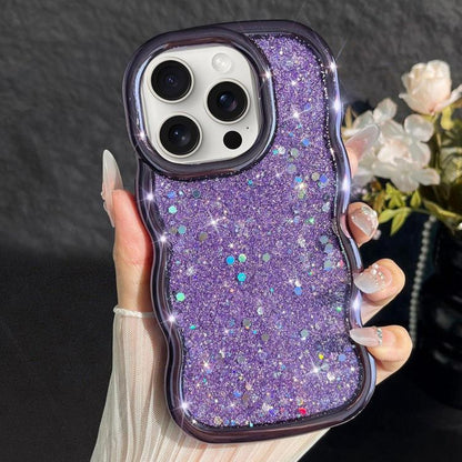 Wave Glitter Sequined Electroplated Phone Case, For iPhone 15 Pro Max, For iPhone 15 Pro, For iPhone 15 Plus