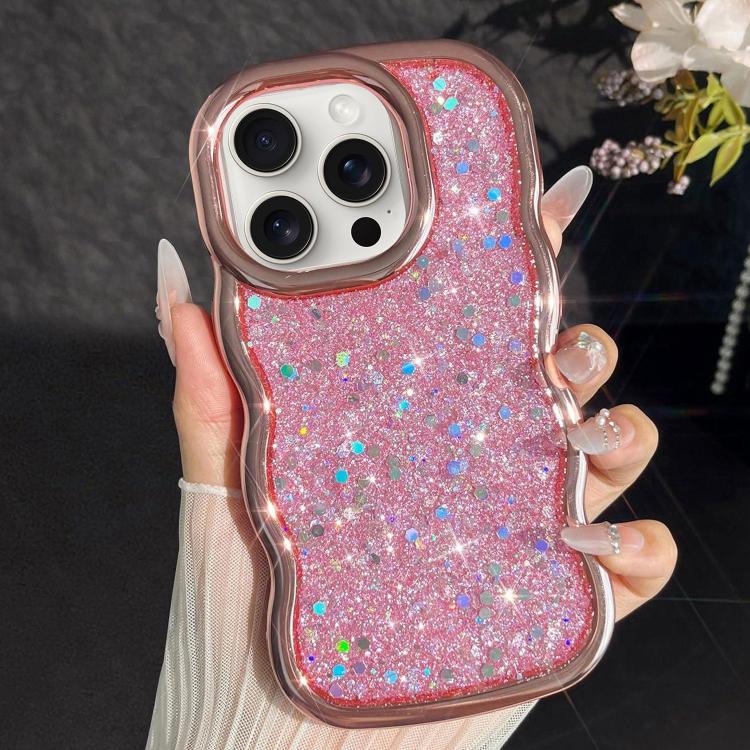 Wave Glitter Sequined Electroplated Phone Case, For iPhone 15 Pro Max, For iPhone 15 Pro, For iPhone 15 Plus