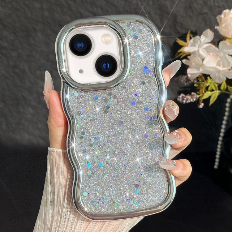 Wave Glitter Sequined Electroplated Phone Case, For iPhone 15, For iPhone 14 Plus, For iPhone 14