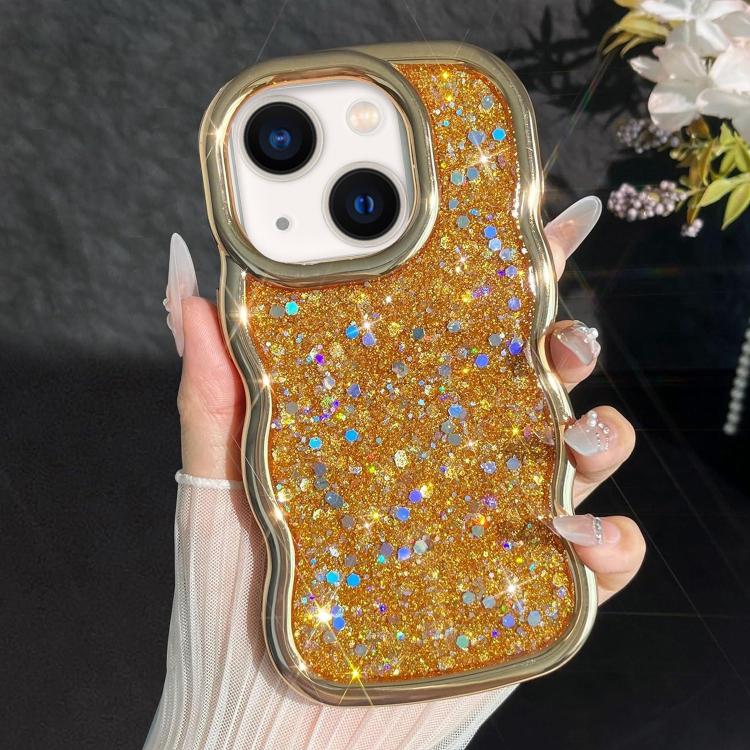 Wave Glitter Sequined Electroplated Phone Case, For iPhone 15, For iPhone 14 Plus, For iPhone 14