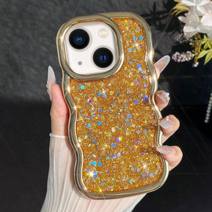 Wave Glitter Sequined Electroplated Phone Case, For iPhone 15, For iPhone 14 Plus, For iPhone 14