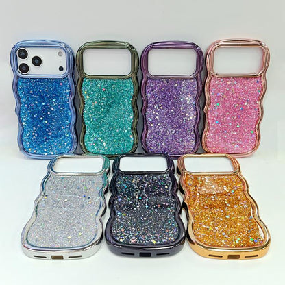 Wave Glitter Sequined Electroplated Phone Case, For iPhone 15, For iPhone 14 Plus, For iPhone 14