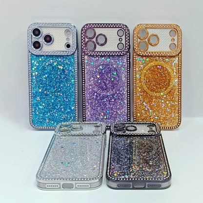 Diamond Sequins Glitter MagSafe Electroplating Phone Case, For iPhone 16 Pro Max, For iPhone 16 Pro, For iPhone 16 Plus, For iPhone 16