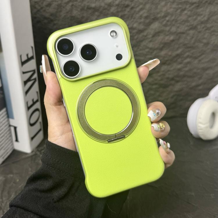 Frameless Leather-Skin PC MagSafe Holder Phone Case, For iPhone 17 Pro Max, For iPhone 17 Pro, For iPhone 17