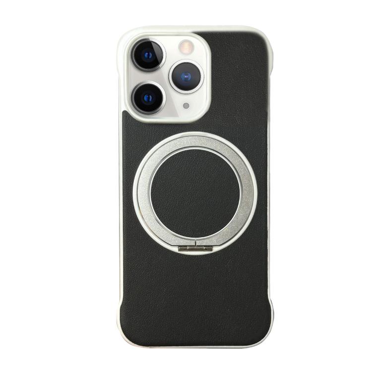 Frameless Leather-Skin PC MagSafe Holder Phone Case, For iPhone 12 Pro, For iPhone 11 Pro Max, For iPhone 11
