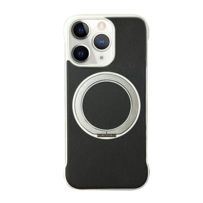Frameless Leather-Skin PC MagSafe Holder Phone Case, For iPhone 12 Pro, For iPhone 11 Pro Max, For iPhone 11