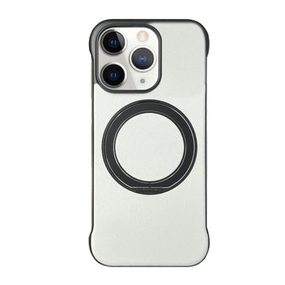 Frameless Leather-Skin PC MagSafe Holder Phone Case, For iPhone 12 Pro, For iPhone 11 Pro Max, For iPhone 11