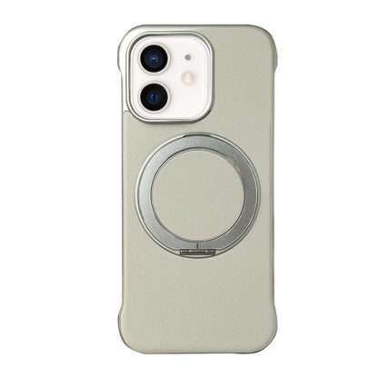 Frameless Leather-Skin PC MagSafe Holder Phone Case, For iPhone 13, For iPhone 12, For iPhone 12 Pro Max