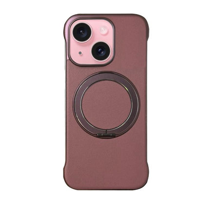 Frameless Leather-Skin PC MagSafe Holder Phone Case, For iPhone 15 Pro, For iPhone 15 Plus, For iPhone 15