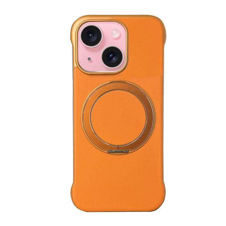 Frameless Leather-Skin PC MagSafe Holder Phone Case, For iPhone 15 Pro, For iPhone 15 Plus, For iPhone 15
