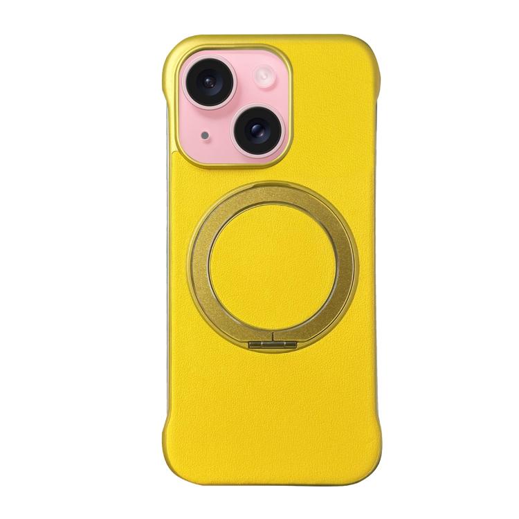 Frameless Leather-Skin PC MagSafe Holder Phone Case, For iPhone 15 Pro, For iPhone 15 Plus, For iPhone 15