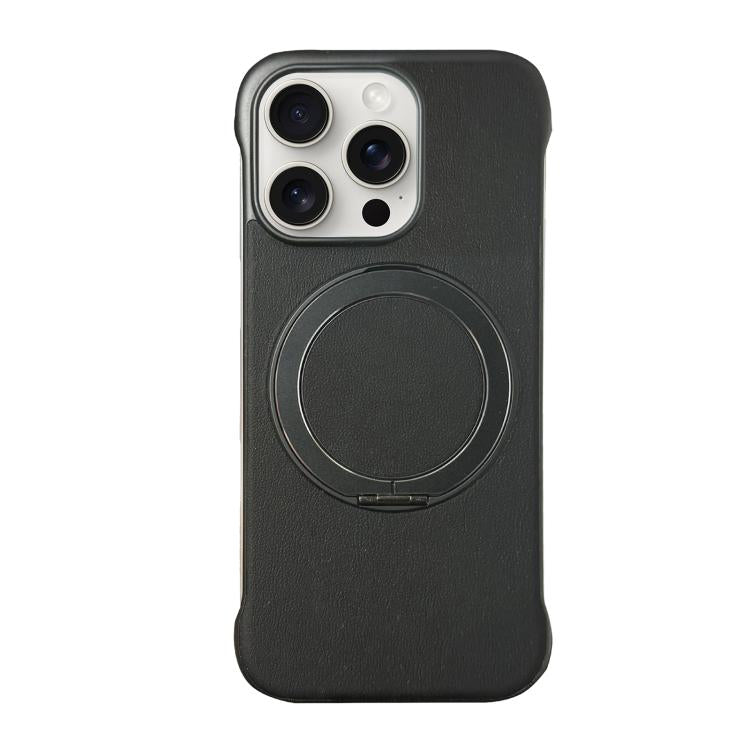 Frameless Leather-Skin PC MagSafe Holder Phone Case, For iPhone 15 Pro, For iPhone 15 Plus, For iPhone 15