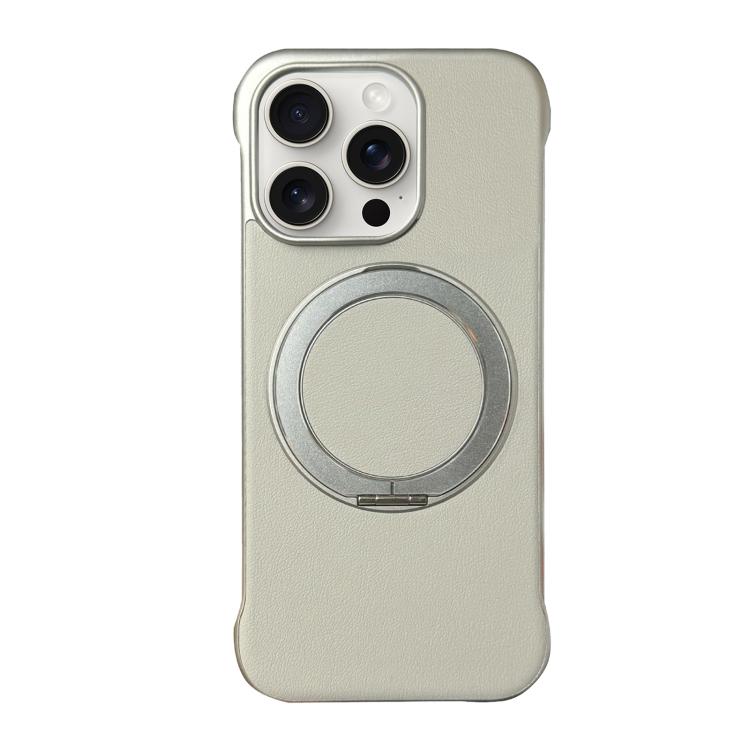 Frameless Leather-Skin PC MagSafe Holder Phone Case, For iPhone 15 Pro, For iPhone 15 Plus, For iPhone 15