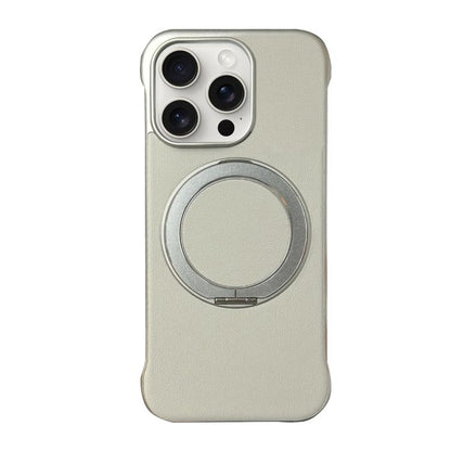 Frameless Leather-Skin PC MagSafe Holder Phone Case, For iPhone 15 Pro, For iPhone 15 Plus, For iPhone 15