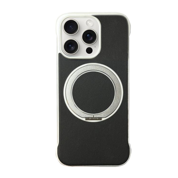 Frameless Leather-Skin PC MagSafe Holder Phone Case, For iPhone 15 Pro, For iPhone 15 Plus, For iPhone 15