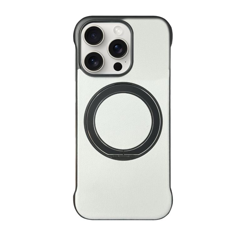 Frameless Leather-Skin PC MagSafe Holder Phone Case, For iPhone 15 Pro, For iPhone 15 Plus, For iPhone 15