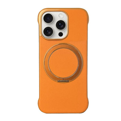 Frameless Leather-Skin PC MagSafe Holder Phone Case, For iPhone 15 Pro, For iPhone 15 Plus, For iPhone 15