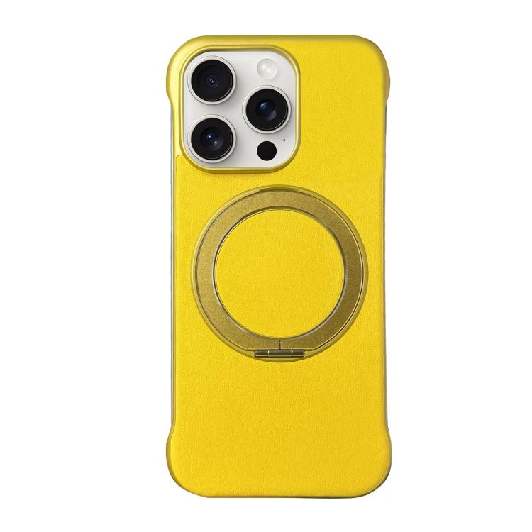Frameless Leather-Skin PC MagSafe Holder Phone Case, For iPhone 15 Pro, For iPhone 15 Plus, For iPhone 15