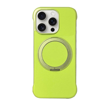 Frameless Leather-Skin PC MagSafe Holder Phone Case, For iPhone 15 Pro, For iPhone 15 Plus, For iPhone 15