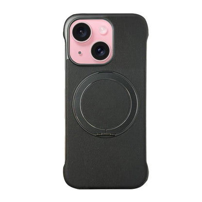 Frameless Leather-Skin PC MagSafe Holder Phone Case, For iPhone 15 Pro, For iPhone 15 Plus, For iPhone 15