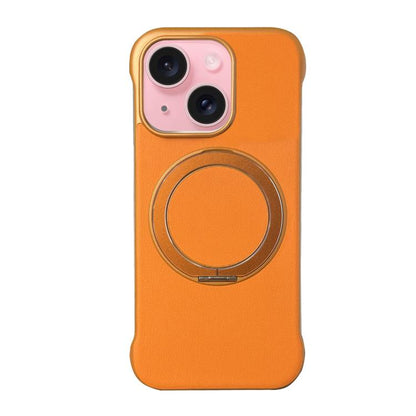 Frameless Leather-Skin PC MagSafe Holder Phone Case, For iPhone 15 Pro, For iPhone 15 Plus, For iPhone 15