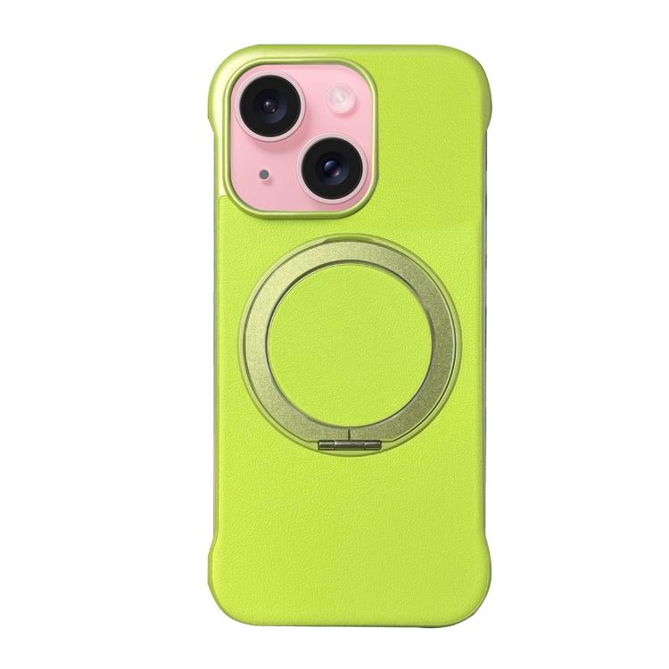 Frameless Leather-Skin PC MagSafe Holder Phone Case, For iPhone 15 Pro, For iPhone 15 Plus, For iPhone 15