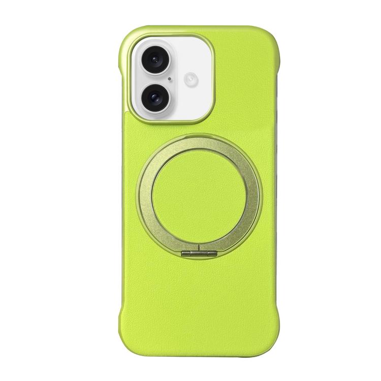 Frameless Leather-Skin PC MagSafe Holder Phone Case, For iPhone 16 Plus, For iPhone 16, For iPhone 15 Pro Max