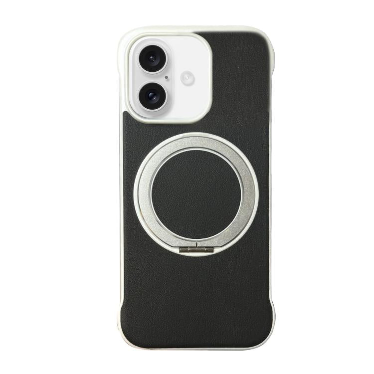 Frameless Leather-Skin PC MagSafe Holder Phone Case, For iPhone 16 Plus, For iPhone 16, For iPhone 15 Pro Max
