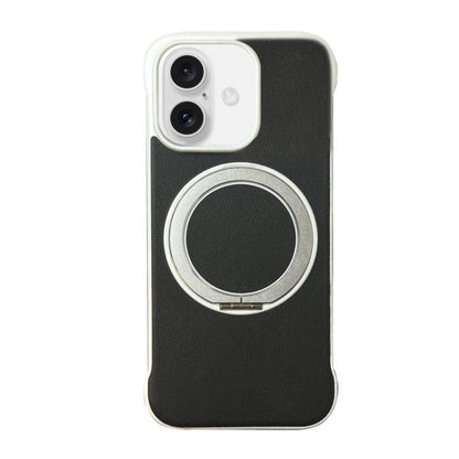 Frameless Leather-Skin PC MagSafe Holder Phone Case, For iPhone 16 Plus, For iPhone 16, For iPhone 15 Pro Max