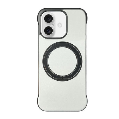 Frameless Leather-Skin PC MagSafe Holder Phone Case, For iPhone 16 Plus, For iPhone 16, For iPhone 15 Pro Max