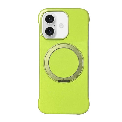 Frameless Leather-Skin PC MagSafe Holder Phone Case, For iPhone 16 Plus, For iPhone 16, For iPhone 15 Pro Max