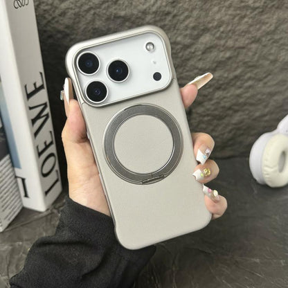 Frameless Leather-Skin PC MagSafe Holder Phone Case, For iPhone 17 Pro Max, For iPhone 17 Pro, For iPhone 17