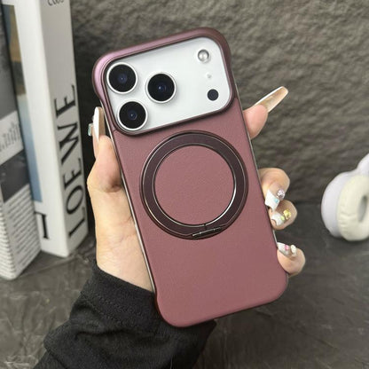 Frameless Leather-Skin PC MagSafe Holder Phone Case, For iPhone 17 Pro Max, For iPhone 17 Pro, For iPhone 17