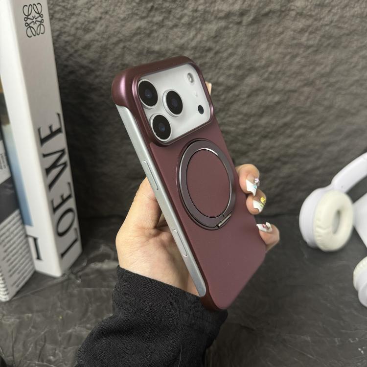 Frameless Leather-Skin PC MagSafe Holder Phone Case, For iPhone 17 Pro Max, For iPhone 17 Pro, For iPhone 17