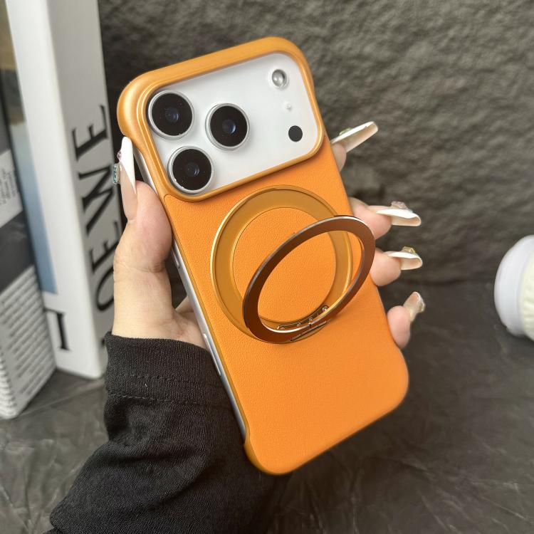 Frameless Leather-Skin PC MagSafe Holder Phone Case, For iPhone Air, For iPhone 16 Pro Max, For iPhone 16 Pro