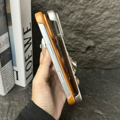 Frameless Leather-Skin PC MagSafe Holder Phone Case, For iPhone 15 Pro, For iPhone 15 Plus, For iPhone 15
