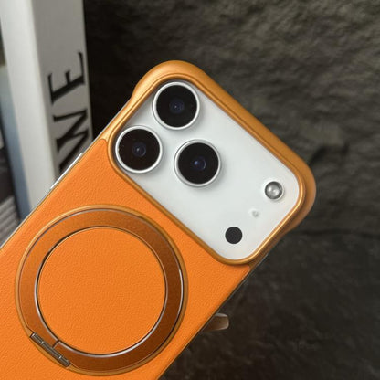 Frameless Leather-Skin PC MagSafe Holder Phone Case, For iPhone 17 Pro Max, For iPhone 17 Pro, For iPhone 17