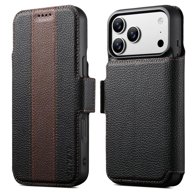 Suteni Q08 2-in-1 Multi-function Magnetic Wallet Big Litchi Vegan Leather Phone Case, For iPhone 18, For iPhone 18 Pro, For iPhone 18 Pro Max, For iPhone 17 Pro Max, For iPhone 17 Pro, For iPhone 17